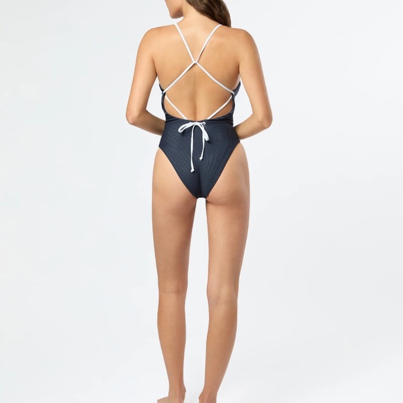 ONIA Women's Anya Back Tie One-Piece Swimsuit Deep Navy XS NWT - Picture 5 of 12